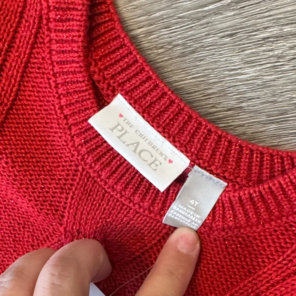 🆕 The Children’s Place Red Cable Knit Kids Dress Sz 4 G10
